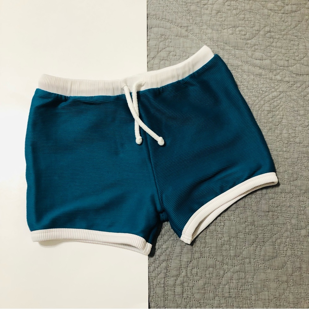 FIN & VINCE Fitted Teal Swim Shorts • 10/12